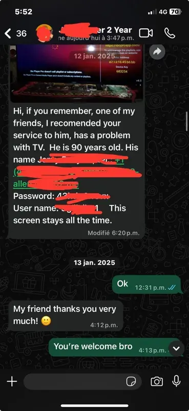 Customer feedback screenshot 1